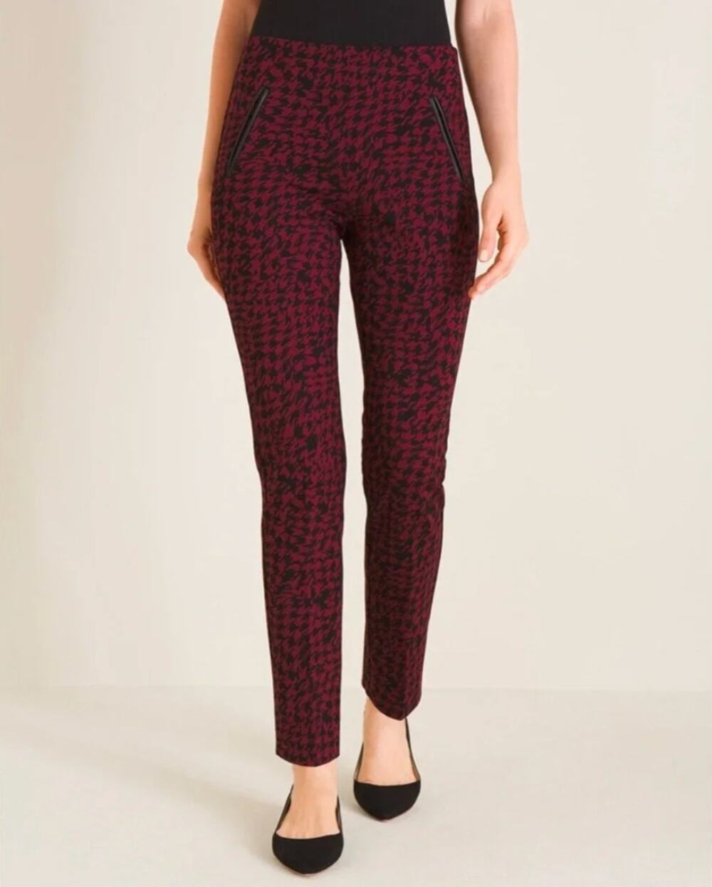 Chico's 2.5 So Slimming Juliet Ankle Pants Red Houndstooth Size 14